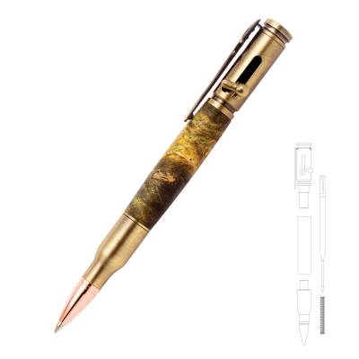 30 Caliber Bolt Action Antique Brass Bullet Cartridge Pen Kit